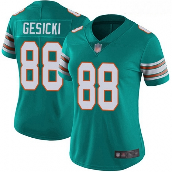 Dolphins #88 Mike Gesicki Aqua Green Alternate Women Stitched Football Vapor Untouchable Limited Jersey Dolphins #88 Mike Gesicki Aqua Green Alternate Women Stitched Football Vapor Untouchable Limited Jersey