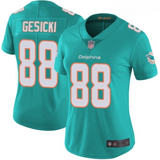 Dolphins #88 Mike Gesicki Aqua Green Team Color Women Stitched Football Vapor Untouchable Limited Jersey Dolphins #88 Mike Gesicki Aqua Green Team Color Women Stitched Football Vapor Untouchable Limited Jersey