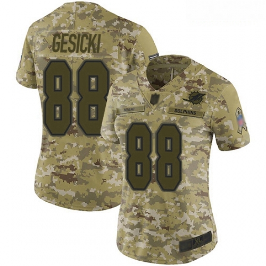 Dolphins #88 Mike Gesicki Camo Women Stitched Football Limited 2018 Salute to Service Jersey Dolphins #88 Mike Gesicki Camo Women Stitched Football Limited 2018 Salute to Service Jersey