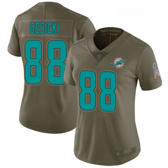 Dolphins #88 Mike Gesicki Olive Women Stitched Football Limited 2017 Salute to Service Jersey Dolphins #88 Mike Gesicki Olive Women Stitched Football Limited 2017 Salute to Service Jersey
