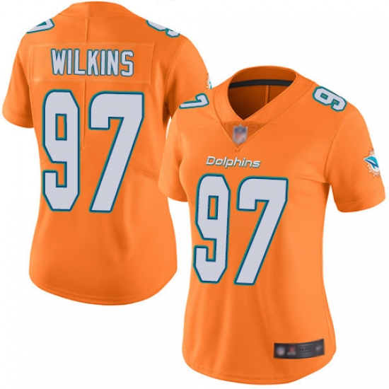 Dolphins 97 Christian Wilkins Orange Women Stitched Football Limited Rush Jersey Dolphins 97 Christian Wilkins Orange Women Stitched Football Limited Rush Jersey