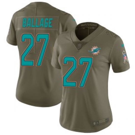 Kalen Ballage Miami Dolphins Women Limited Salute to Service Nike Jersey Green Kalen Ballage Miami Dolphins Women Limited Salute to Service Nike Jersey Green