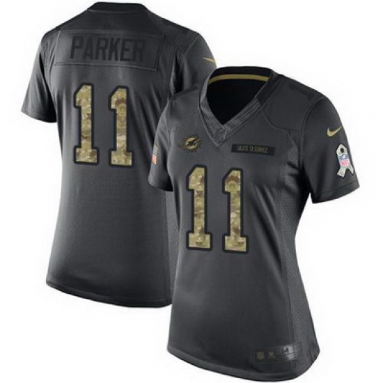 Nike Dolphins #11 DeVante Parker Black Womens Stitched NFL Limited 2016 Salute to Service Jersey Nike Dolphins #11 DeVante Parker Black Womens Stitched NFL Limited 2016 Salute to Service Jersey