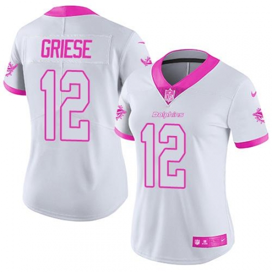 Nike Dolphins #12 Bob Griese White Pink Womens Stitched NFL Limited Rush Fashion Jersey Nike Dolphins #12 Bob Griese White Pink Womens Stitched NFL Limited Rush Fashion Jersey