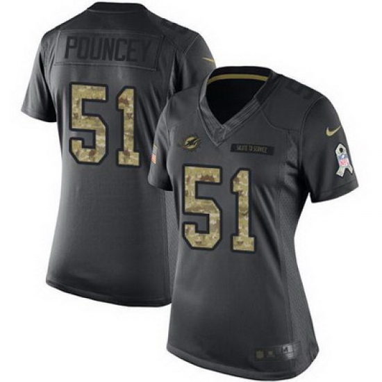 Nike Dolphins #51 Mike Pouncey Black Womens Stitched NFL Limited 2016 Salute to Service Jersey Nike Dolphins #51 Mike Pouncey Black Womens Stitched NFL Limited 2016 Salute to Service Jersey