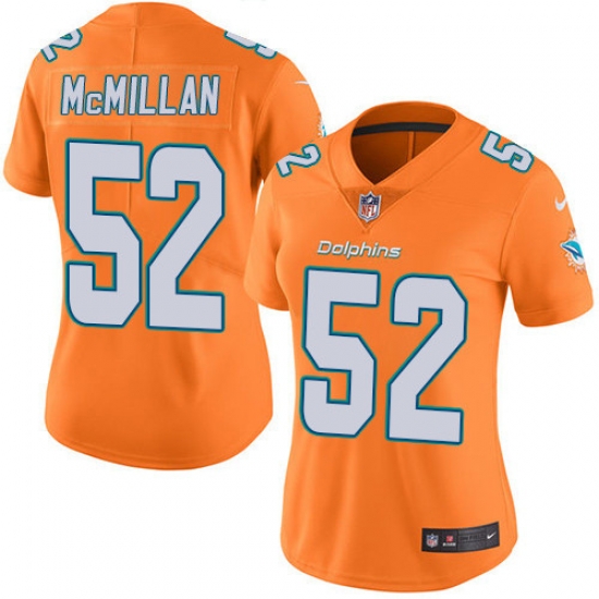 Nike Dolphins #52 Raekwon McMillan Orange Womens Stitched NFL Limited Rush Jersey Nike Dolphins #52 Raekwon McMillan Orange Womens Stitched NFL Limited Rush Jersey