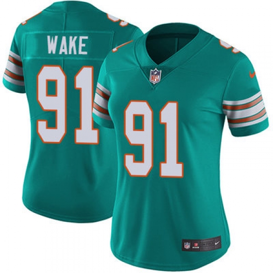 Nike Dolphins #91 Cameron Wake Aqua Green Alternate Womens Stitched NFL Vapor Untouchable Limite Nike Dolphins #91 Cameron Wake Aqua Green Alternate Womens Stitched NFL Vapor Untouchable Limite