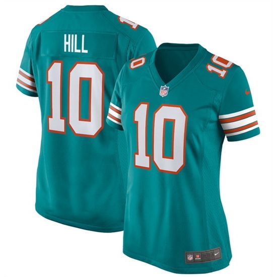 Women Miami Dolphins 10 Tyreek Hill Aqua Color Rush Stitched Jersey Women Miami Dolphins 10 Tyreek Hill Aqua Color Rush Stitched Jersey
