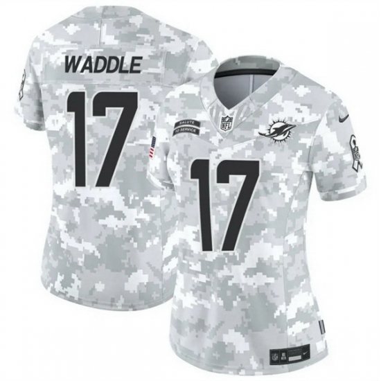 Women Miami Dolphins 17 Jaylen Waddle 2024 F U S E Arctic Camo Salute To Service Limited Stitched Football Jersey Women Miami Dolphins 17 Jaylen Waddle 2024 F U S E Arctic Camo Salute To Service Limited Stitched Football Jersey