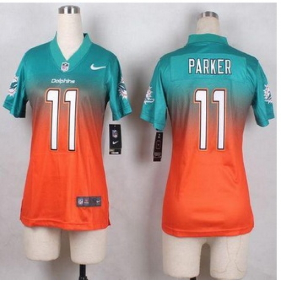Women New Dolphins #11 DeVante Parker Aqua Green Orange Stitched NFL Elite jersey Women New Dolphins #11 DeVante Parker Aqua Green Orange Stitched NFL Elite jersey