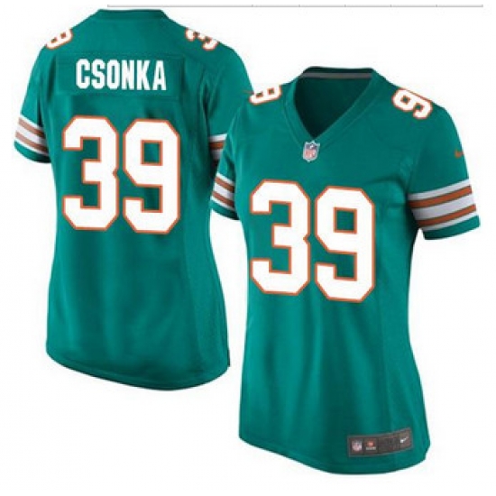Women New Miami Dolphins #39 Larry Csonka Aqua Green Alternate Stitched NFL Elite Jersey Women New Miami Dolphins #39 Larry Csonka Aqua Green Alternate Stitched NFL Elite Jersey