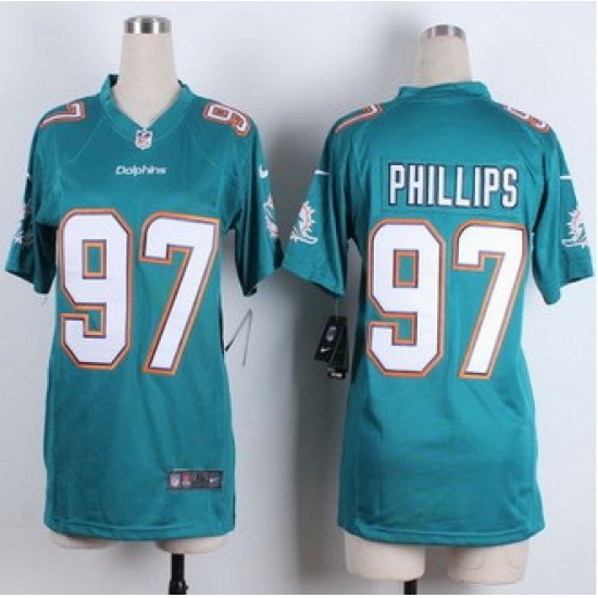 Women New Miami Dolphins #97 Jordan Phillips Aqua Green Team Color Stitched NFL Elite Jersey Women New Miami Dolphins #97 Jordan Phillips Aqua Green Team Color Stitched NFL Elite Jersey