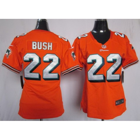 Women Nike Miami Dolphins 22 Bush Orange Jerseys Women Nike Miami Dolphins 22 Bush Orange Jerseys
