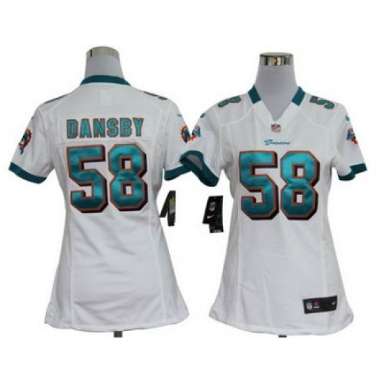 Women Nike Miami Dolphins 58# Karlos Dansby White Jersey Women Nike Miami Dolphins 58# Karlos Dansby White Jersey