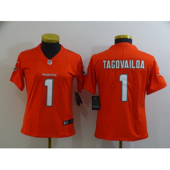 Women Nike Miami Dolphins Tua Tagovailoa 1 Orange Limited Jersey Women Nike Miami Dolphins Tua Tagovailoa 1 Orange Limited Jersey