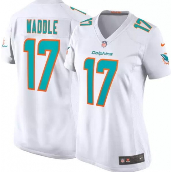 Women's Miami Dolphins #17 Jaylen Waddle White Vapor Untouchable Stitched Jersey Women's Miami Dolphins #17 Jaylen Waddle White Vapor Untouchable Stitched Jersey