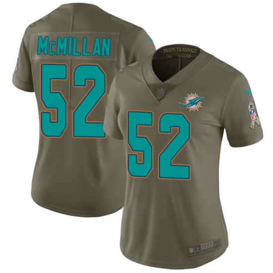 Womens Nike Dolphins #52 Raekwon McMillan Olive Stitched NFL Limited 2017 Salute to Service Jersey Womens Nike Dolphins #52 Raekwon McMillan Olive Stitched NFL Limited 2017 Salute to Service Jersey