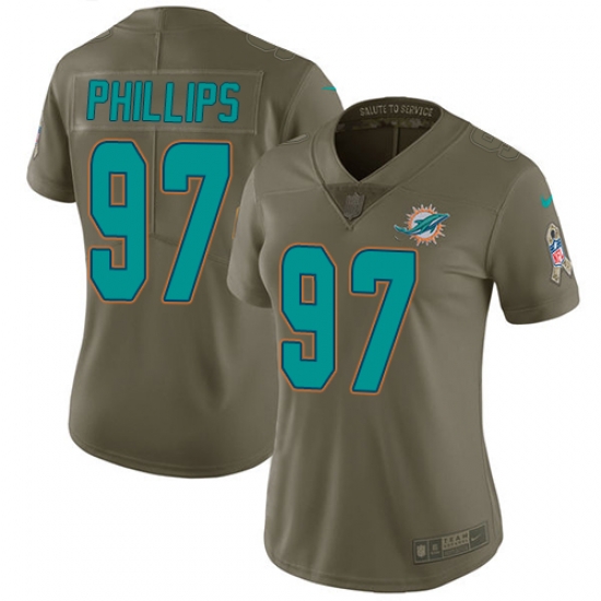 Womens Nike Dolphins #97 Jordan Phillips Olive Stitched NFL Limited 2017 Salute to Service Jersey Womens Nike Dolphins #97 Jordan Phillips Olive Stitched NFL Limited 2017 Salute to Service Jersey