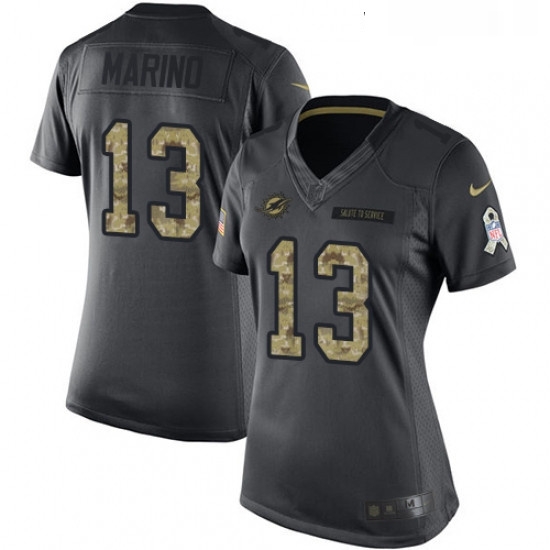 Womens Nike Miami Dolphins 13 Dan Marino Limited Black 2016 Salute to Service NFL Jersey Womens Nike Miami Dolphins 13 Dan Marino Limited Black 2016 Salute to Service NFL Jersey
