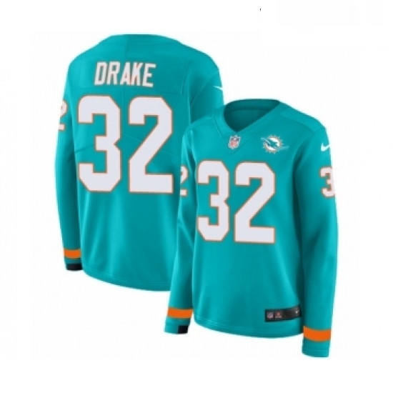 Womens Nike Miami Dolphins 32 Kenyan Drake Limited Aqua Therma Long Sleeve NFL Jersey Womens Nike Miami Dolphins 32 Kenyan Drake Limited Aqua Therma Long Sleeve NFL Jersey