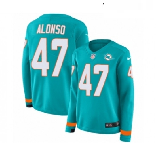 Womens Nike Miami Dolphins 47 Kiko Alonso Limited Aqua Therma Long Sleeve NFL Jersey Womens Nike Miami Dolphins 47 Kiko Alonso Limited Aqua Therma Long Sleeve NFL Jersey