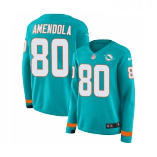 Womens Nike Miami Dolphins 80 Danny Amendola Limited Aqua Therma Long Sleeve NFL Jersey Womens Nike Miami Dolphins 80 Danny Amendola Limited Aqua Therma Long Sleeve NFL Jersey