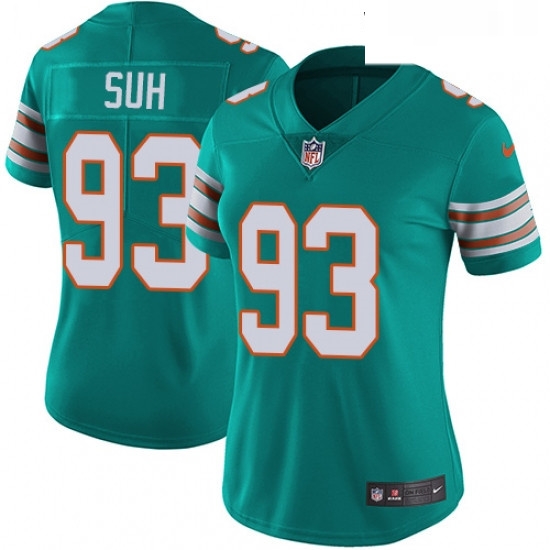 Womens Nike Miami Dolphins 93 Ndamukong Suh Aqua Green Alternate Vapor Untouchable Limited Player NFL Jersey Womens Nike Miami Dolphins 93 Ndamukong Suh Aqua Green Alternate Vapor Untouchable Limited Player NFL Jersey