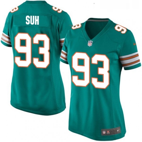 Womens Nike Miami Dolphins 93 Ndamukong Suh Game Aqua Green Alternate NFL Jersey Womens Nike Miami Dolphins 93 Ndamukong Suh Game Aqua Green Alternate NFL Jersey