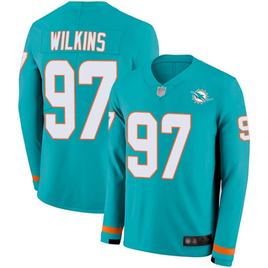 Dolphins 97 Christian Wilkins Aqua Green Team Color Youth Stitched Football Limited Therma Long Sleeve Jersey Dolphins 97 Christian Wilkins Aqua Green Team Color Youth Stitched Football Limited Therma Long Sleeve Jersey