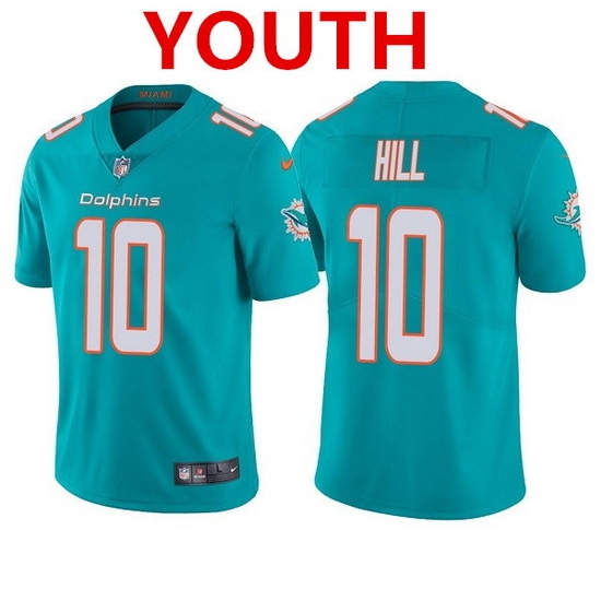 Youth Miami Dolphins 10 Tyreek Hill Aqua Vapor Untouchable Limited Stitched Jersey Youth Miami Dolphins 10 Tyreek Hill Aqua Vapor Untouchable Limited Stitched Jersey