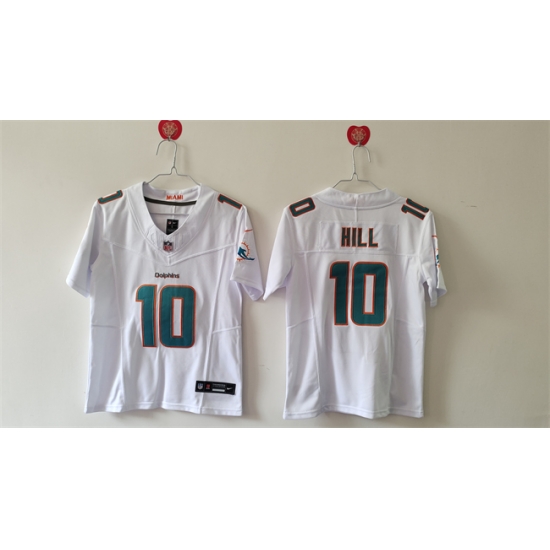 Youth Miami Dolphins 10 Tyreek Hill White 2023 F U S E Vapor Limited Stitched Football Jersey Youth Miami Dolphins 10 Tyreek Hill White 2023 F U S E Vapor Limited Stitched Football Jersey
