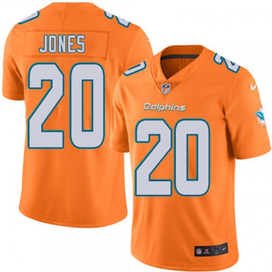 Youth Nike Dolphins #20 Reshad Jones Orange Stitched NFL Limited Rush Jersey Youth Nike Dolphins #20 Reshad Jones Orange Stitched NFL Limited Rush Jersey