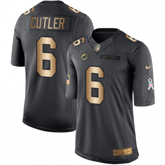 Youth Nike Dolphins #6 Jay Cutler Black Stitched NFL Limited Gold Salute to Service Jersey Youth Nike Dolphins #6 Jay Cutler Black Stitched NFL Limited Gold Salute to Service Jersey