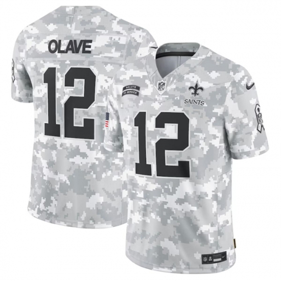 Men New Orleans Saints 12 Chris Olave 2024 Arctic Camo Salute To Service Limited Stitched Football Jersey Men New Orleans Saints 12 Chris Olave 2024 Arctic Camo Salute To Service Limited Stitched Football Jersey