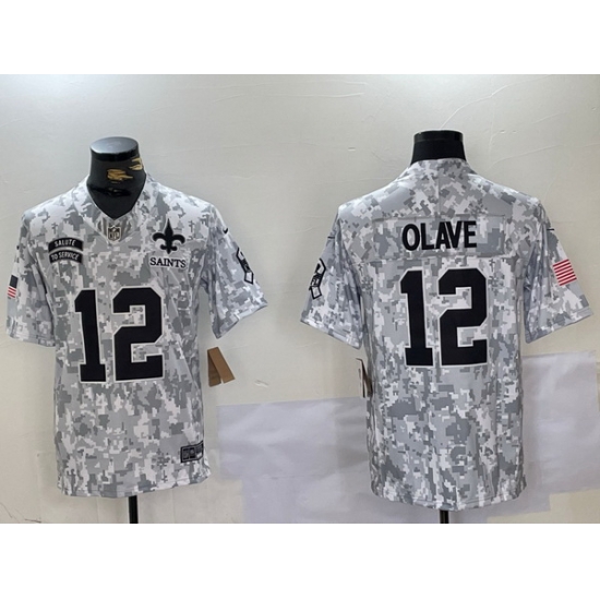 Men New Orleans Saints 12 Chris Olave 2024 F U S E Arctic Camo Salute To Service Limited Stitched Football Jersey Men New Orleans Saints 12 Chris Olave 2024 F U S E Arctic Camo Salute To Service Limited Stitched Football Jersey