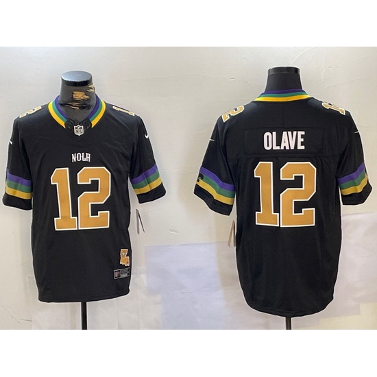 Men New Orleans Saints 12 Chris Olave Black 2024 F U S E Vapor Limited Stitched Jersey 1 Men New Orleans Saints 12 Chris Olave Black 2024 F U S E Vapor Limited Stitched Jersey 1