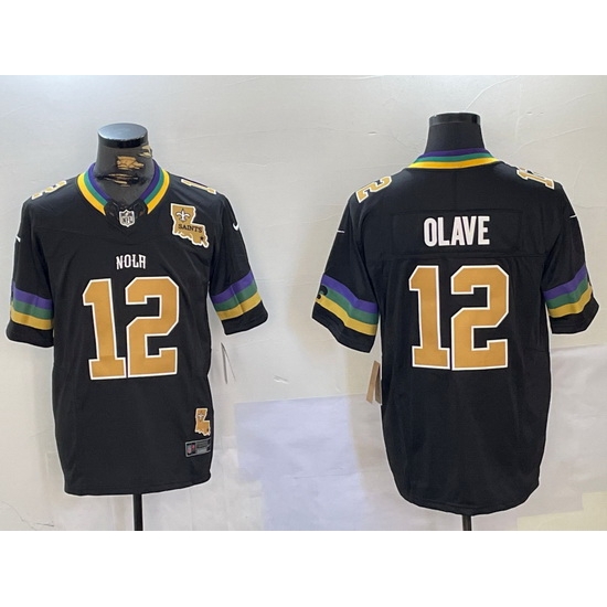 Men New Orleans Saints 12 Chris Olave Black 2024 F U S E Vapor Limited Stitched Jersey 2 Men New Orleans Saints 12 Chris Olave Black 2024 F U S E Vapor Limited Stitched Jersey 2