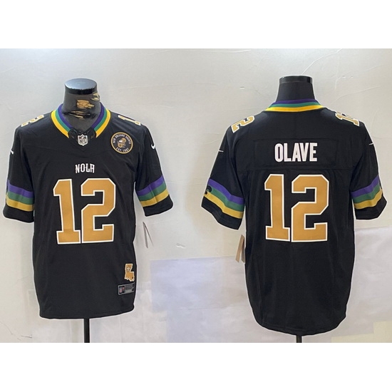 Men New Orleans Saints 12 Chris Olave Black 2024 F U S E Vapor Limited Stitched Jersey 3 Men New Orleans Saints 12 Chris Olave Black 2024 F U S E Vapor Limited Stitched Jersey 3