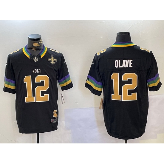Men New Orleans Saints 12 Chris Olave Black 2024 F U S E Vapor Limited Stitched Jersey 5 Men New Orleans Saints 12 Chris Olave Black 2024 F U S E Vapor Limited Stitched Jersey 5