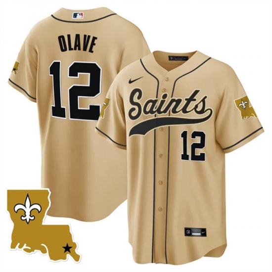 Men New Orleans Saints 12 Chris Olave Gold 1987 Legacy Cool Base Stitched Baseball Jersey Men New Orleans Saints 12 Chris Olave Gold 1987 Legacy Cool Base Stitched Baseball Jersey