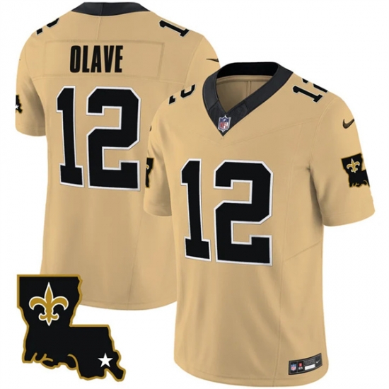 Men New Orleans Saints 12 Chris Olave Gold 2023 F U S E 1987 Legacy Vapor Stitched Jersey Men New Orleans Saints 12 Chris Olave Gold 2023 F U S E 1987 Legacy Vapor Stitched Jersey