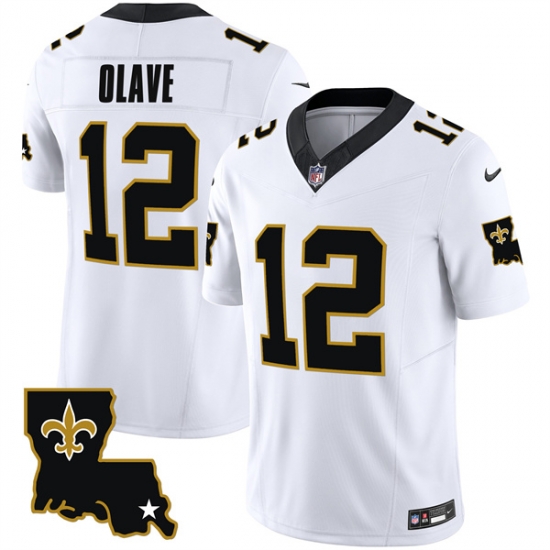 Men New Orleans Saints 12 Chris Olave White 2023 F U S E 1987 Legacy Vapor Stitched Jersey Men New Orleans Saints 12 Chris Olave White 2023 F U S E 1987 Legacy Vapor Stitched Jersey