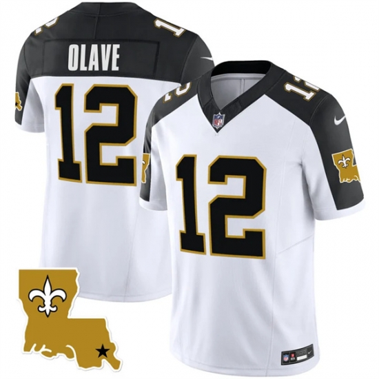 Men New Orleans Saints 12 Chris Olave White Black 2023 F U S E 1987 Legacy Vapor Stitched Jerseys Men New Orleans Saints 12 Chris Olave White Black 2023 F U S E 1987 Legacy Vapor Stitched Jerseys