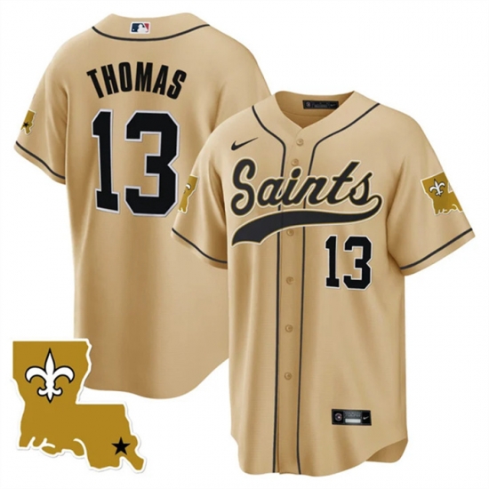 Men New Orleans Saints 13 Michael Thomas Gold 1987 Legacy Cool Base Stitched Baseball Jersey Men New Orleans Saints 13 Michael Thomas Gold 1987 Legacy Cool Base Stitched Baseball Jersey