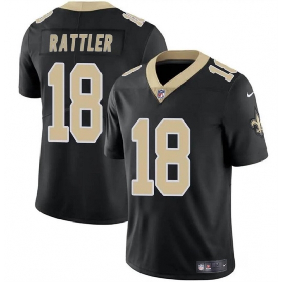 Men New Orleans Saints 18 Spencer Rattler Black Vapor Limited Stitched Football Jersey Men New Orleans Saints 18 Spencer Rattler Black Vapor Limited Stitched Football Jersey