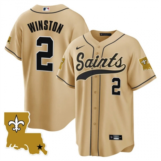 Men New Orleans Saints 2 Jameis Winston Gold 1987 Legacy Cool Base Stitched Baseball Jersey Men New Orleans Saints 2 Jameis Winston Gold 1987 Legacy Cool Base Stitched Baseball Jersey
