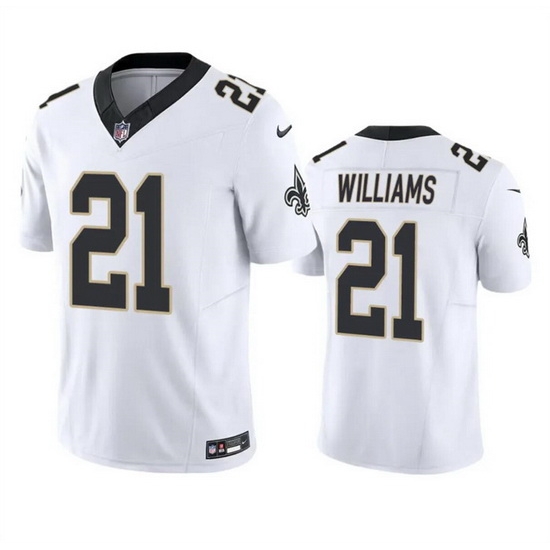 Men New Orleans Saints 21 Jamaal Williams White 2023 F U S E Vapor Untouchable Limited Stitched Jersey Men New Orleans Saints 21 Jamaal Williams White 2023 F U S E Vapor Untouchable Limited Stitched Jersey