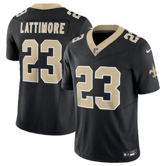 Men New Orleans Saints 23 Marshon Lattimore Black 2023 F U S E Vapor Untouchable Limited Stitched Jersey Men New Orleans Saints 23 Marshon Lattimore Black 2023 F U S E Vapor Untouchable Limited Stitched Jersey