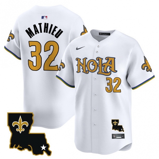 Men New Orleans Saints 32 Tyrann Mathieu White Cool Base Stitched Baseball Jersey Men New Orleans Saints 32 Tyrann Mathieu White Cool Base Stitched Baseball Jersey