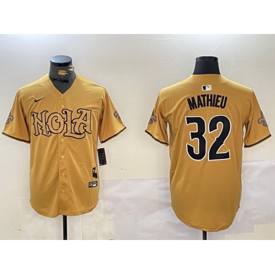 Men New Orleans Saints 32 Tyrann Mathieu yellow Cool Base Stitched Baseball Jersey Men New Orleans Saints 32 Tyrann Mathieu yellow Cool Base Stitched Baseball Jersey